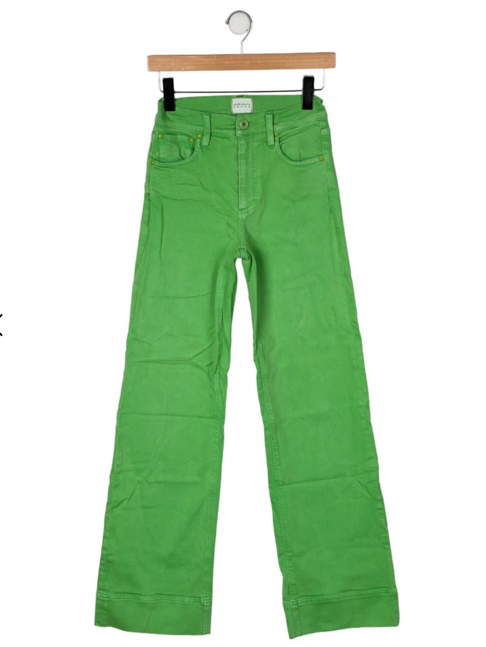 Alice + Olivia Vibrant Green Wide-Leg Jeans